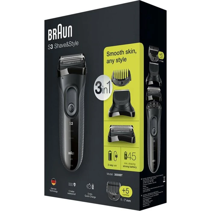 Braun Rasierer Series 3 Shave&Style 3000BT, 3 In 1, Für Männer, Trockenrasierer, Trimmer 2 Braun Rasierer Series 3 Shave&Style 3000BT, 3 In 1, Für Männer, Trockenrasierer, Trimmer – Bild 2