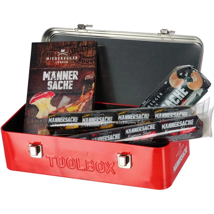 Niederegger Geschenkset Toolbox Männersache, Metalldose Mit Marzipan-Spezialitäten 2 Niederegger Geschenkset Toolbox Männersache, Metalldose Mit Marzipan-Spezialitäten – Bild 2