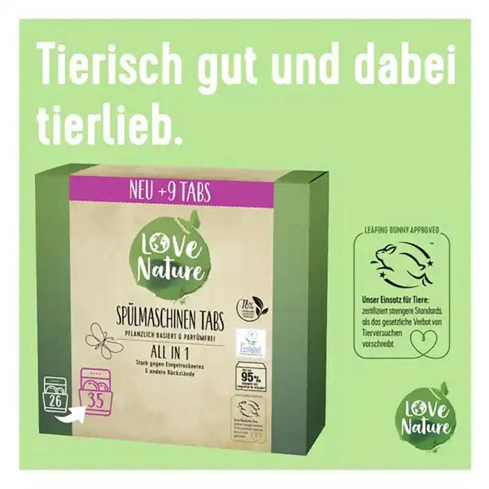 Love-Nature Spülmaschinentabs All In 1, Geschirr-Reiniger, Bio & Parfümfrei, 26 Tabs 5 Love-Nature Spülmaschinentabs All In 1, Geschirr-Reiniger, Bio & Parfümfrei, 26 Tabs – Bild 5