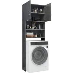 VidaXL Waschmaschinenschrank 800035, 64 X 190 X 25,5cm, Grau Hochglanz -Hause Gemischtwaren Geschäft 40b8b707fe539b5a744630d1994614a041c5467a waschmaschinenschrank vidaxl 800035