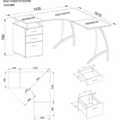 HJh-OFFICE Schreibtisch Castor, 673420, Nussbaum, Mit Standcontainer, 151,2 X 143,4cm, L-Form -Hause Gemischtwaren Geschäft 422fc74033723164ec3bbcc878f04148175658a2 schreibtisch hjh office castor 673420 nussbaum