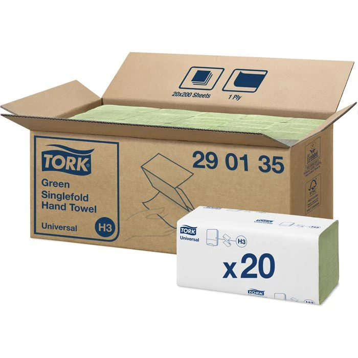 Tork 290135 Universal, 1-lagig, 25x23 Cm, Grün, Zick-Zack, H3, 4000 Stück, Papierhandtücher 1 Tork 290135 Universal, 1-lagig, 25x23 Cm, Grün, Zick-Zack, H3, 4000 Stück, Papierhandtücher