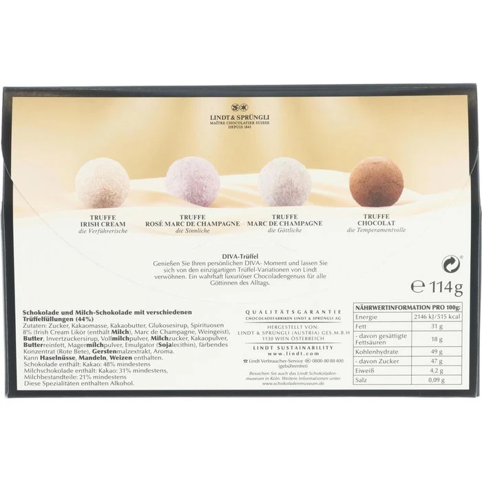 Lindt Pralinen DIVA Trüffel, Clutch, 114g, 10 Stück 3 Lindt Pralinen DIVA Trüffel, Clutch, 114g, 10 Stück – Bild 3