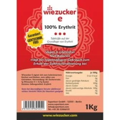 Wiezucker Zuckerersatz E, 100 Prozent Erythrit, Kalorienfrei, 1kg -Hause Gemischtwaren Geschäft 9d0dd86863d2f8be88d1b0fc0e0df0b13907289b zucker wiezucker e zuckerersatz 100 erythrit