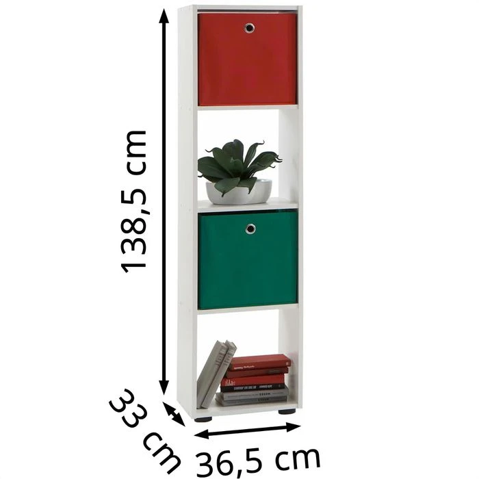 FMD-Möbel Bücherregal Mega 4, 248-004, Weiß, Aus Holz, 36,5 X 138,5 X 33cm, 4 Fächer 2 FMD-Möbel Bücherregal Mega 4, 248-004, Weiß, Aus Holz, 36,5 X 138,5 X 33cm, 4 Fächer – Bild 2