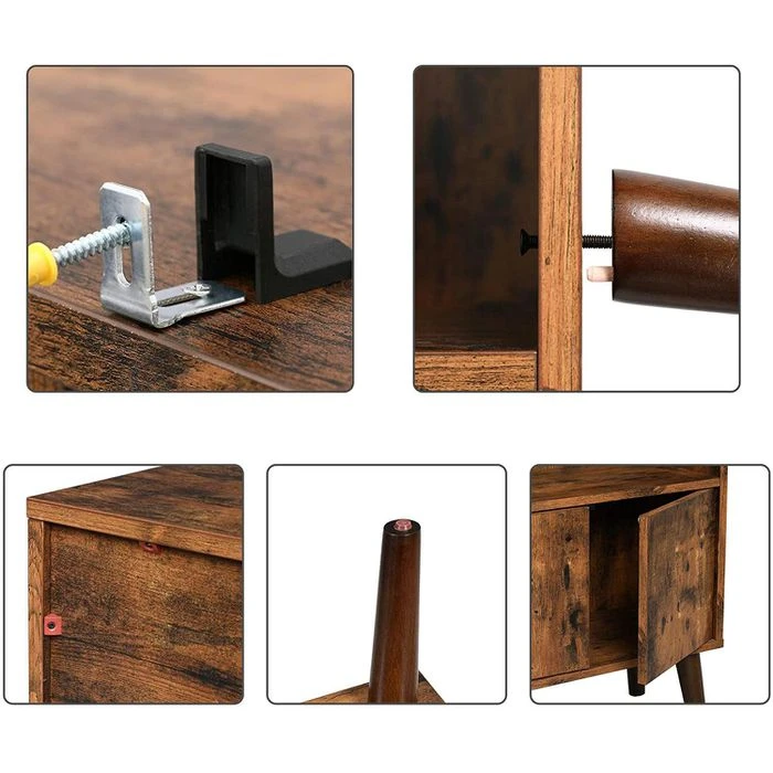 Vasagle Bücherregal LBC09BX, Braun, Vintage, Mit 2 Türen, Aus Holz, 60 X 120 X 30 Cm, 3 Fächer – Bild 4