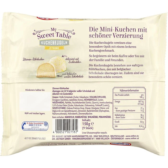 Dr. Oetker Dr.Oetker Kuchen My Sweet Table, Kuchenkugeln, Zitrone, 150g, 9 Kuchen 2 Dr. Oetker Dr.Oetker Kuchen My Sweet Table, Kuchenkugeln, Zitrone, 150g, 9 Kuchen – Bild 2