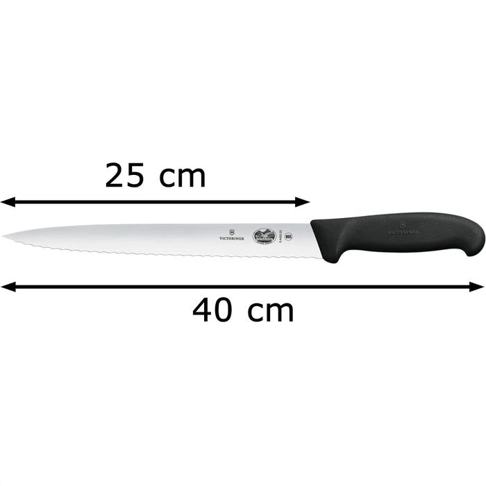 Victorinox Schinkenmesser Fibrox 5.4433.25, 25cm Klinge, Edelstahl, Wellenschliff 2 Victorinox Schinkenmesser Fibrox 5.4433.25, 25cm Klinge, Edelstahl, Wellenschliff – Bild 2