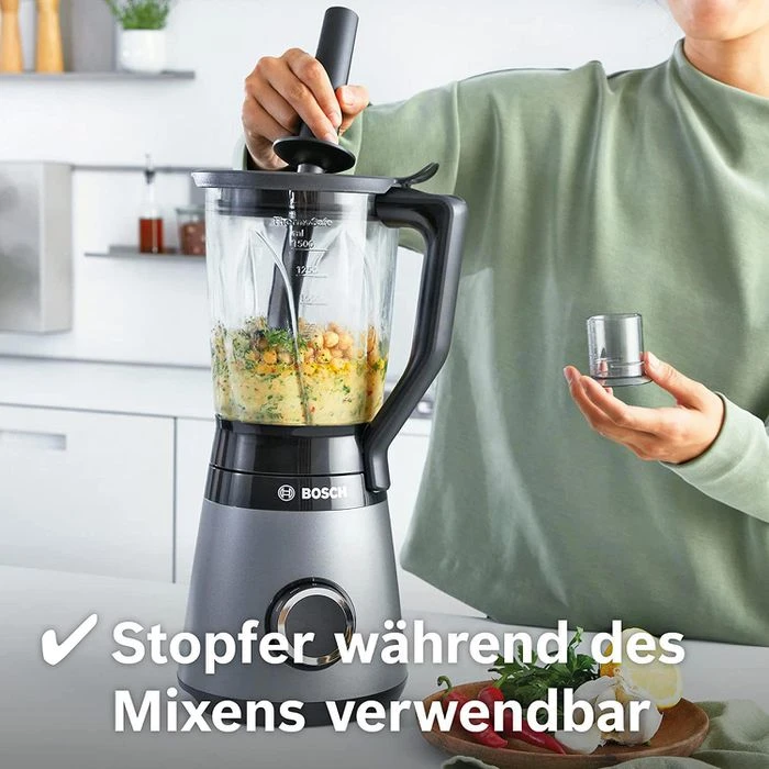 Bosch Standmixer VitaPower Serie 4, MMB6177S, Glasbehälter, 1200 Watt, Silber, 1,5 Liter 2 Bosch Standmixer VitaPower Serie 4, MMB6177S, Glasbehälter, 1200 Watt, Silber, 1,5 Liter – Bild 2