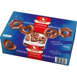 Weiss Lebkuchen Herzen Brezeln Sterne, Mit Vollmilchschokolade, 500g