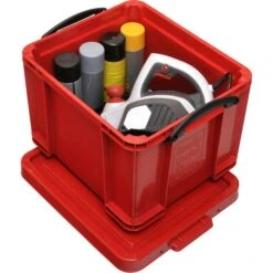 Really-Useful-Box Aufbewahrungsbox 35R, 35Liter, Mit Deckel, Kunststoff, Rot, 48 X 39 X 31cm