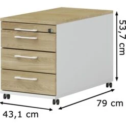 Röhr Rollcontainer Objekt.pur, Eiche Massivholz, Eiche / Weiß, Mit 4 Schüben, Abschließbar -Hause Gemischtwaren Geschäft f3b7384c67ee5751510a3a3b27121ad77242b085 rollcontainer roehr objekt.pur eiche massivholz